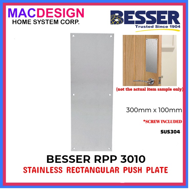 BESSER RPP3010 RPP3889 STAINLESS RECTANGULAR  PUSH PLATE
