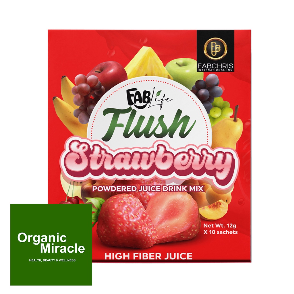 FAB Life Flush Strawberry High Fiber Powdered Juice Drink Slimming