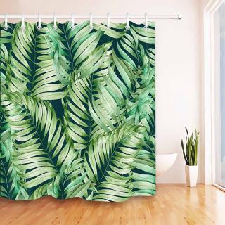 2020 Green Leaves White Shower Curtain Tropical Jungle Bathroom Nature Waterproof Mildew Resistant Polyester Fabric For Bathtub Decor Shopee Philippines