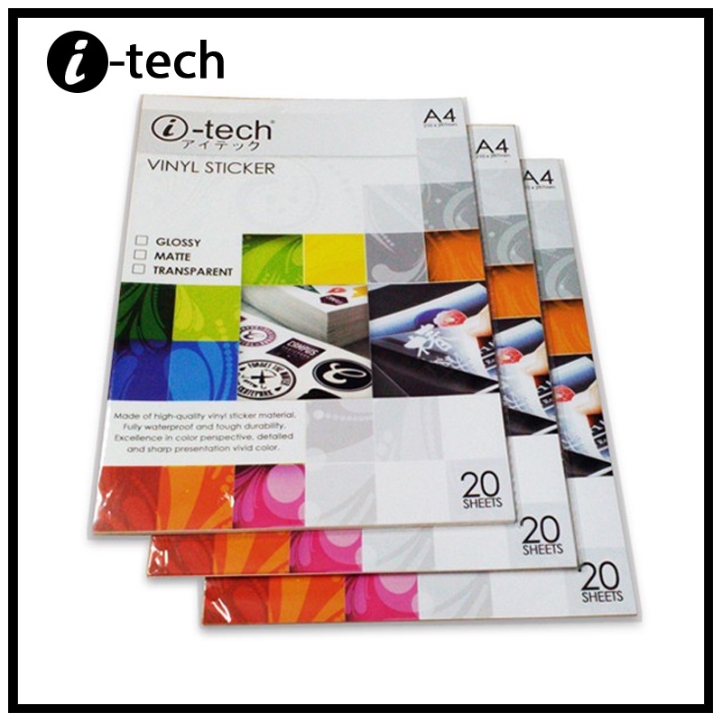 Waterproof Printable iTech Vinyl Sticker A4 20 Sheets Matte / Glossy