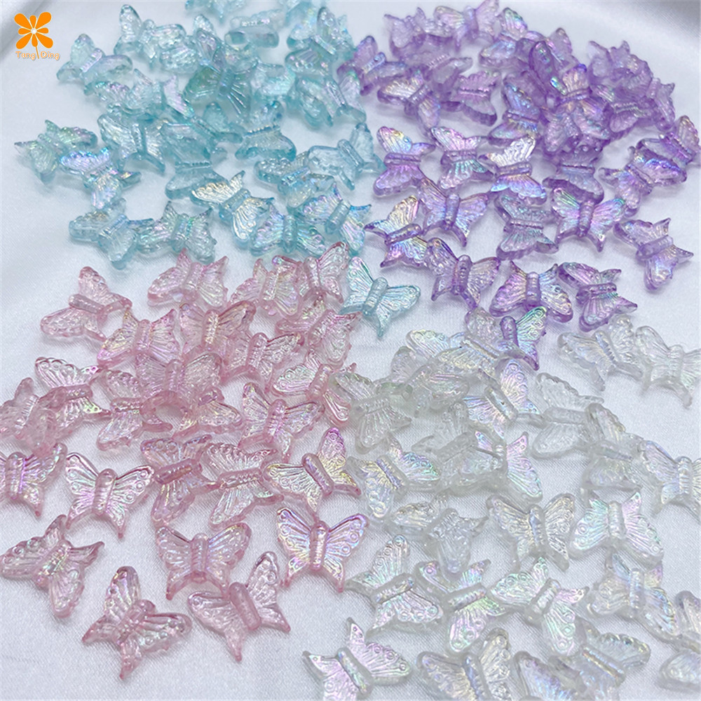 50 Mixed Pastel Color Acrylic Butterfly Bows Bowknot Charm Beads Various Shape