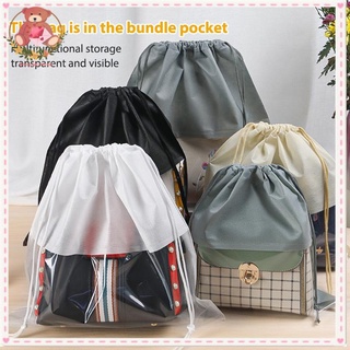 Non-woven Drawstring Bag Dustproof Bag Leather Bag Shoe Storage Visual Drawstring Bag SP