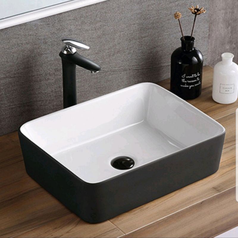 Black and White Modern Bathroom Counter Top Basin Lavatory | Shopee ...
