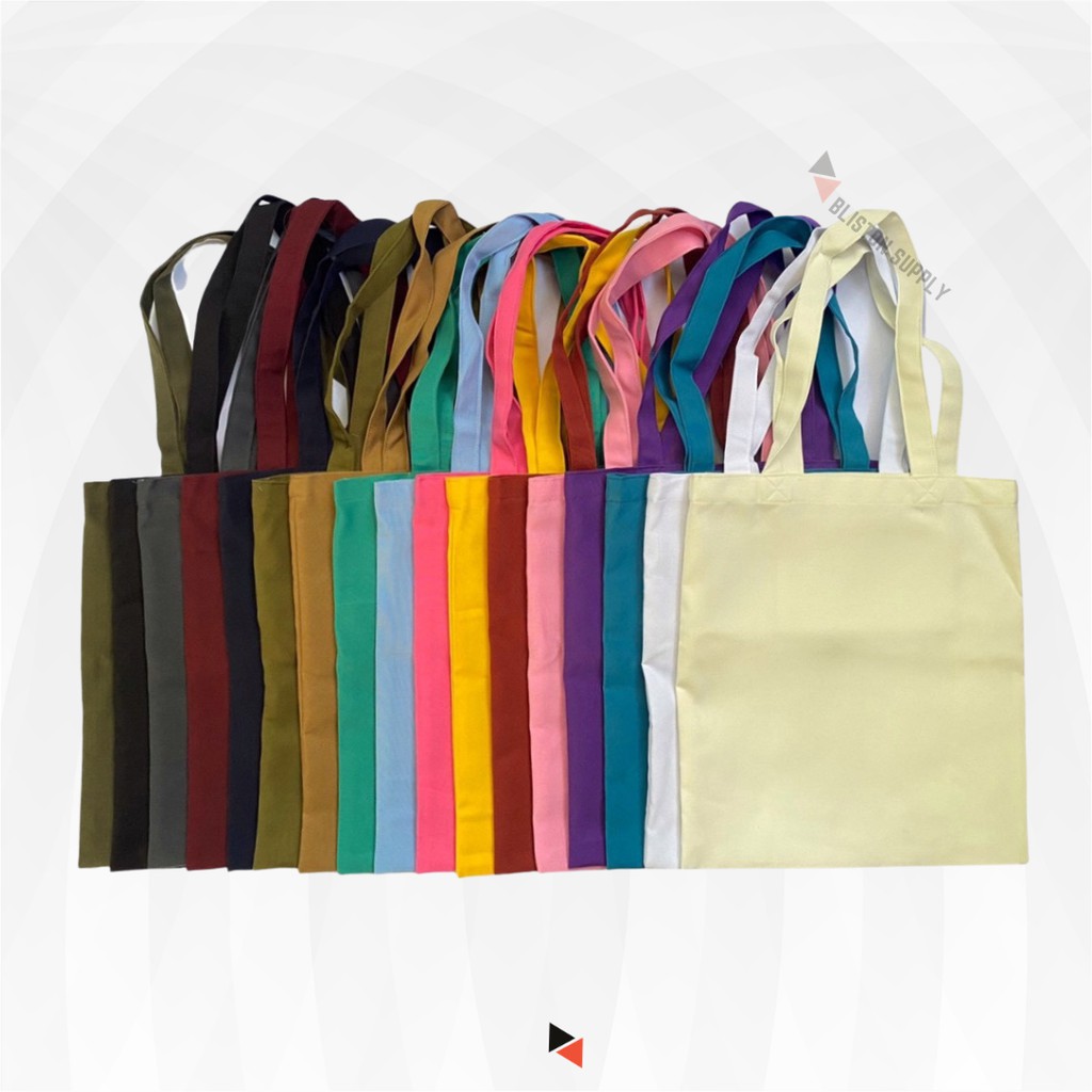 Plain Tote Bag Woven Fabric with Pocket [17 COLORS] Shopee Philippines