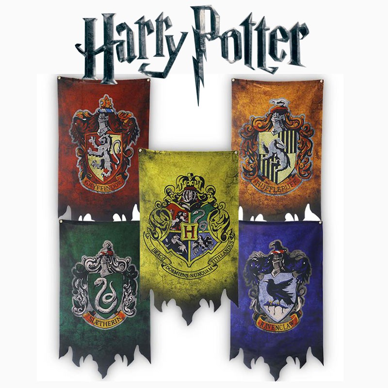 Harry Potter Flag Gryffindor Hufflepuff Ravenclaw Slytherin Hogwarts Wall Art For Home Living Shopee Philippines