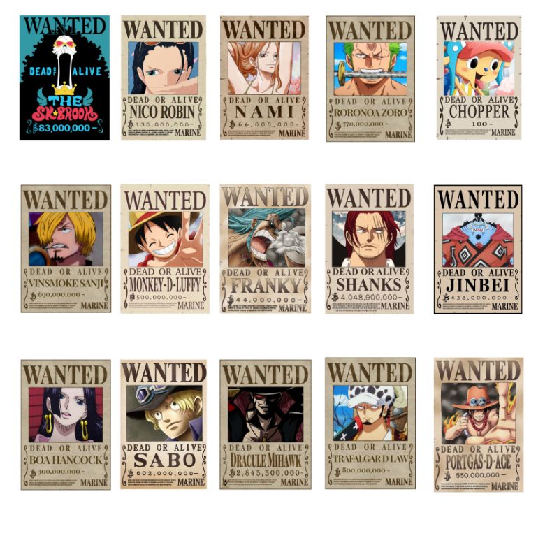 24pcs One Piece Wanted Poster (Photo paper, Sticker Paper) (READ THE ...