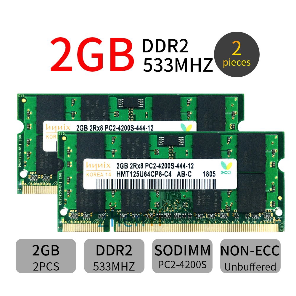 Per Hynix 4GB 2x 2GB 1GB DDR2 PC2-4200U 533MHz 2Rx8 240Pin PC Memoria Desktop IT 