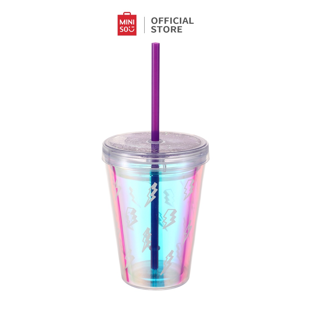 Miniso Drinking Bottle Tumbler Straws 350ml Coffee Cup Plastic Glass Straw Water Bottle Cup for