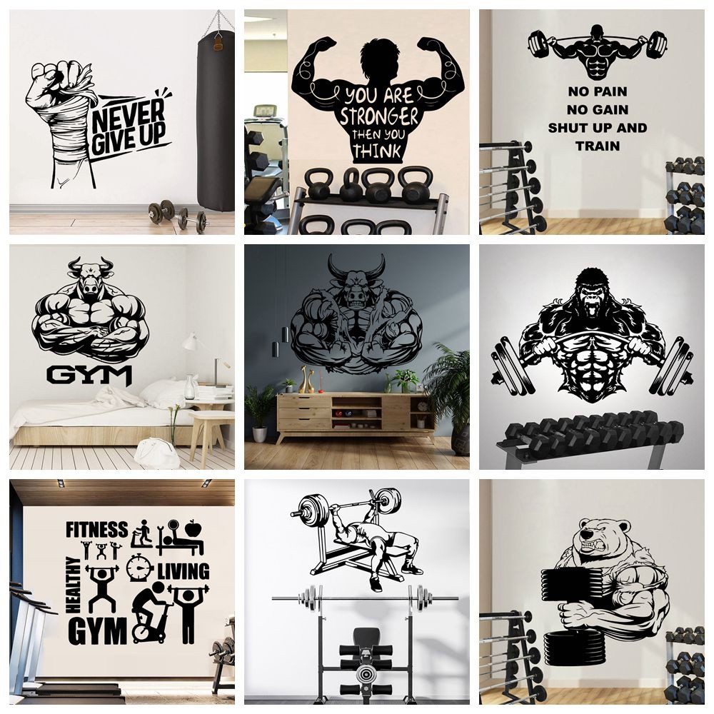 Cartoon GYM Waterproof Wall Stickers Removable Home Decoration For Bedroom  GYM Home Decor Wallpaper Decals | Shopee Philippines