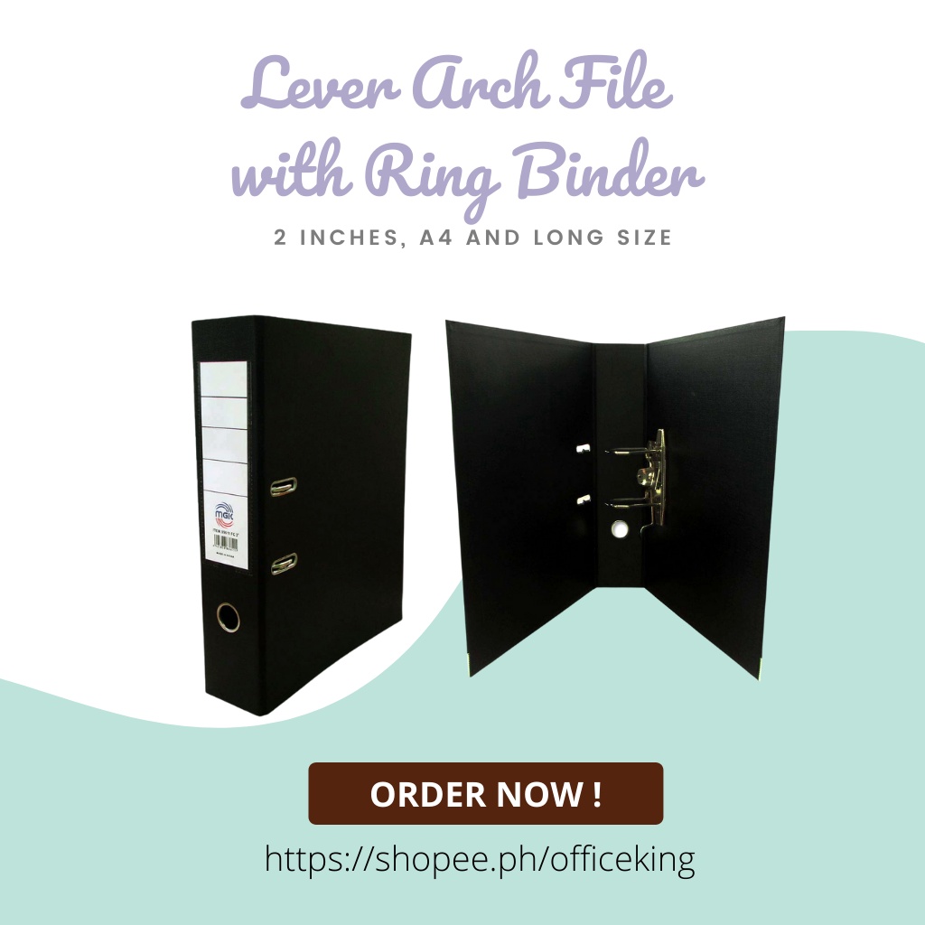 Lever Arch file with Ring Binder 2 inches width, A4 and Long Shopee