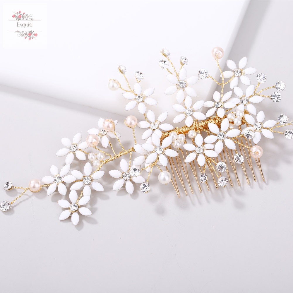 Bride Headwear Flower Hair Comb Clip Floral Alloy Jewelry