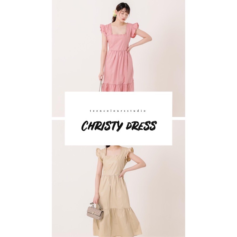 Tcs | Christy Dress - Midi Dress - Square Neck - Ruffle | Shopee ...