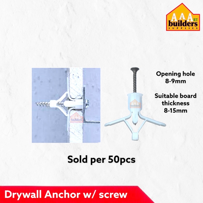 50 pcs Drywall Archor with screw / Gypsum Tox / Sold per 50pcs Shopee Philippines