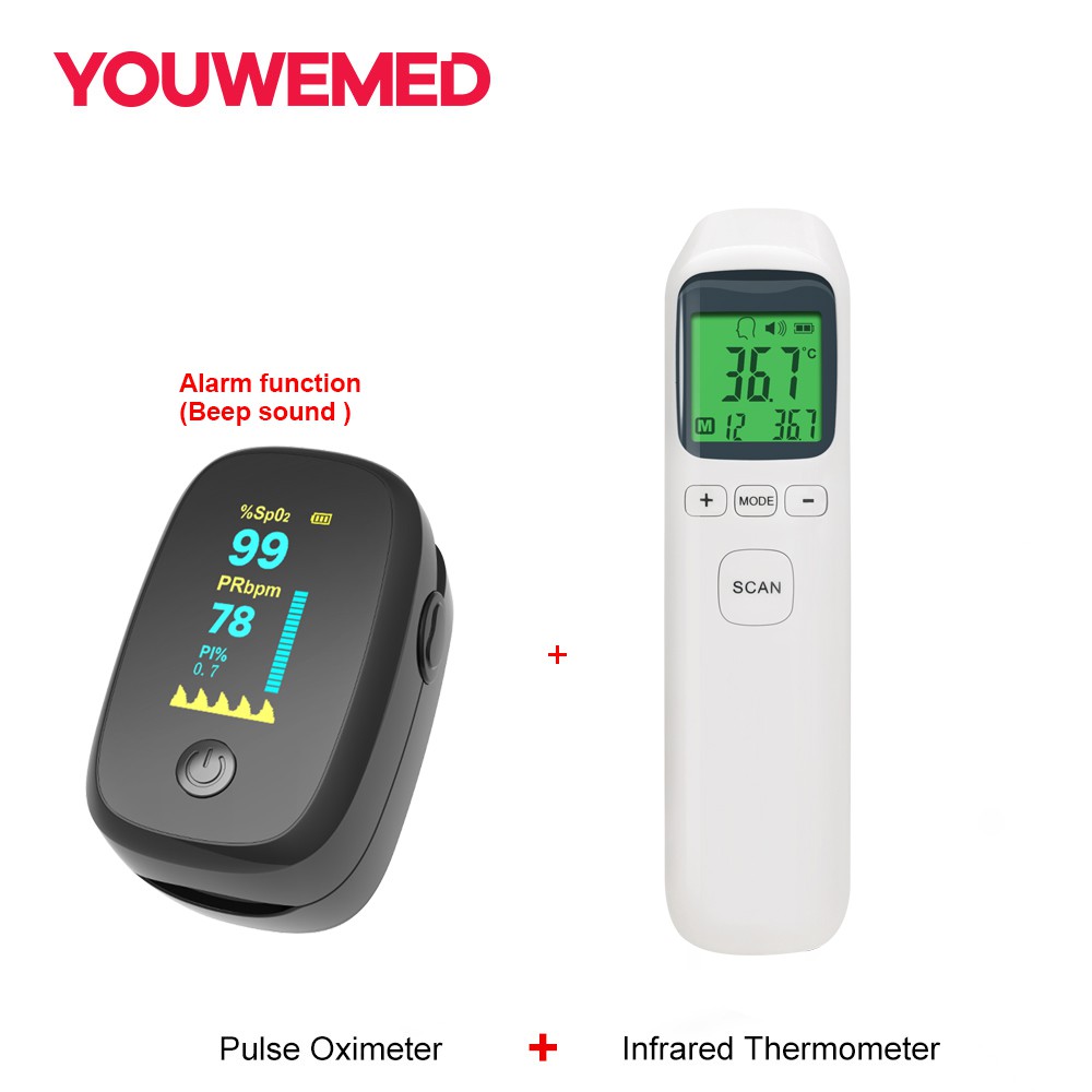 Pulse Oximeter Monitor With Infrared Thermometers For Body Combination