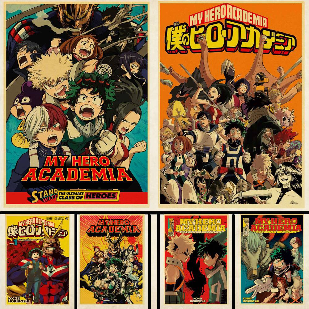 Japanese Anime My Hero Academia Poster Kraft Paper Vintage Posters Home Room Art Wall Stickers