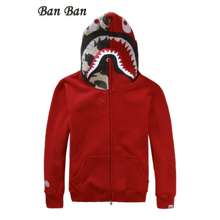 bape hoodie shark red