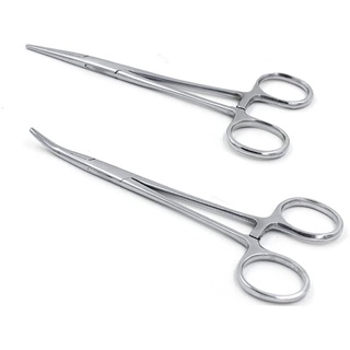ABMRO 2pc Locking Straight & Curved Clamp Hemostat Forceps,Locking Tweezers Clamp for Pet Dog Grooming Ear Hair Cleaning tools