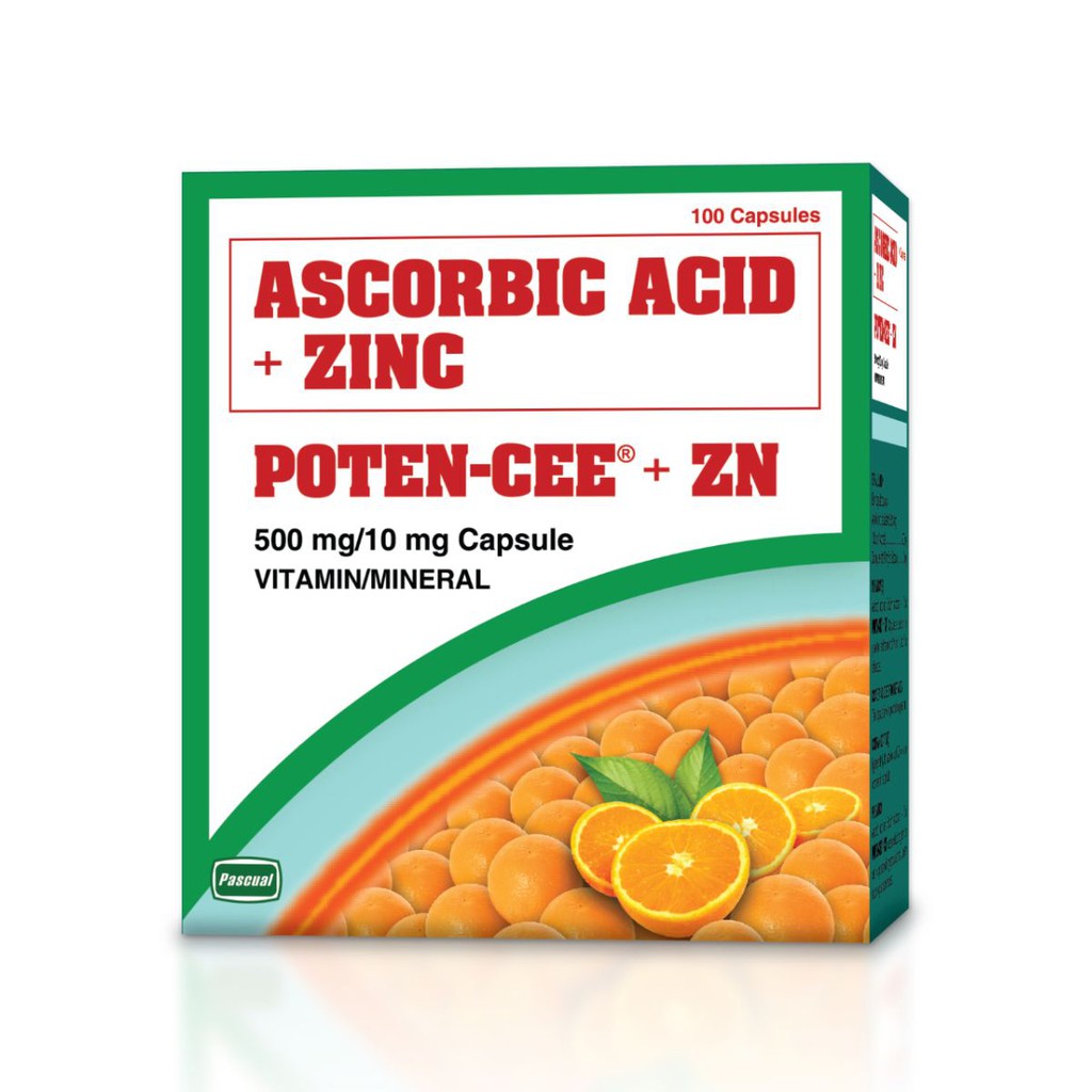 PotenCee with Zinc Ascorbic Acid + ZN 500mg / 10mg Vitamins (100