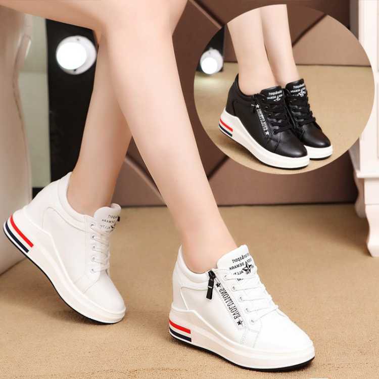 white shoes with black heel