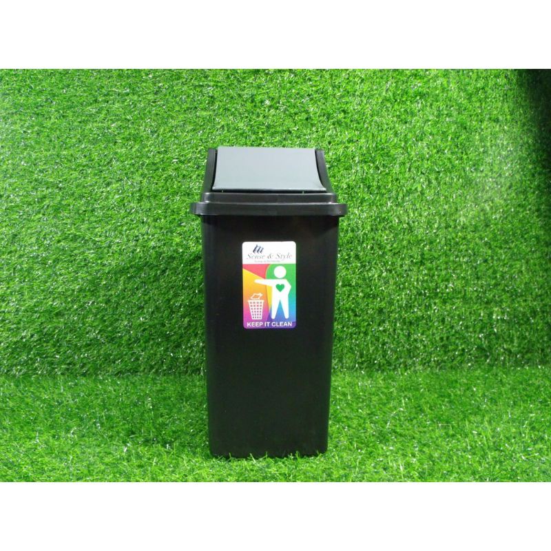Office Black Trash Bin, Trash Can, Sense and Style, Swing Type Trash