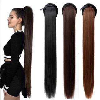 75cm Fashion Women Extended Long Straight Synthetic Hair Clip In High Ponytail Extension