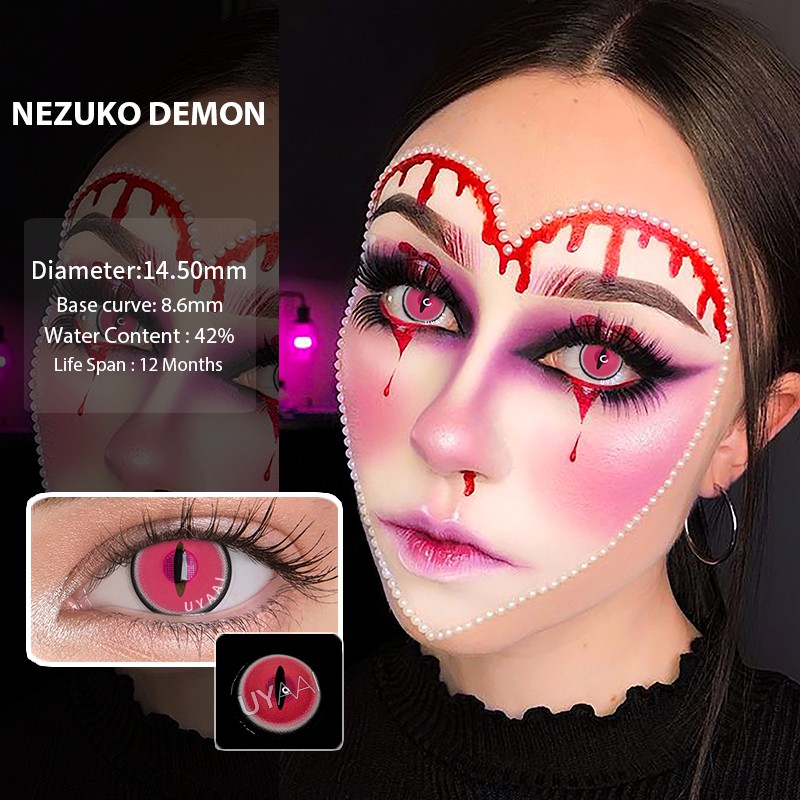 UYAAI 2pcs(1pair) Cosplay Anime Colored Contact Lenses Pink Lenses Anime  Coloured Contact Lenses for Eyes For Cosmetics NEZUKO DEMON cosplay lens |  Shopee Philippines