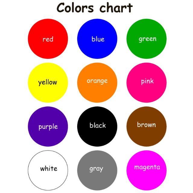 Colors Chart Printable