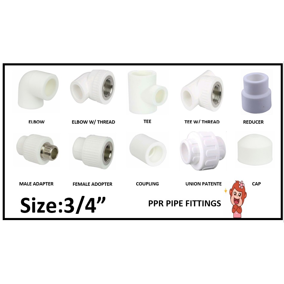 Ppr 3 4 Pipe Fittings Threaded Elbow Threaded Tee Male Adapter Female Adapter Union 3 4 Shopee Philippines