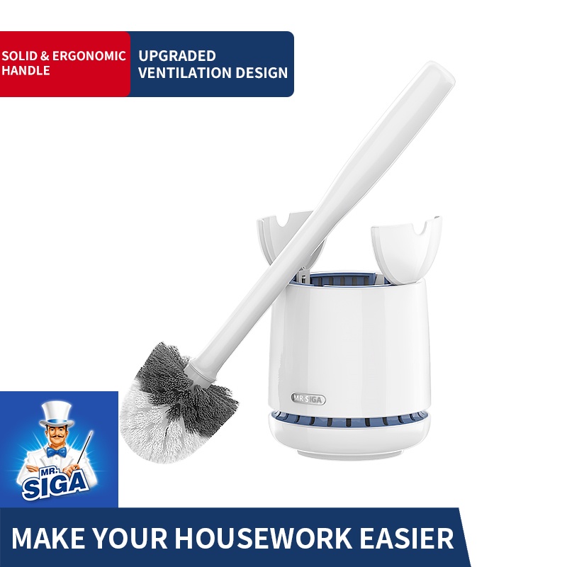 MR.SIGA Toilet Bowl Brush and Holder, with Solid Handle and Durable