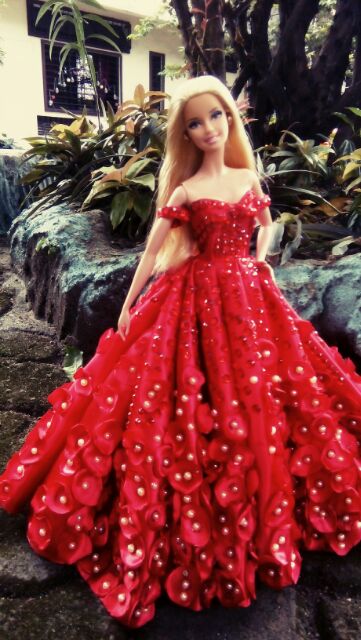 barbie in red gown