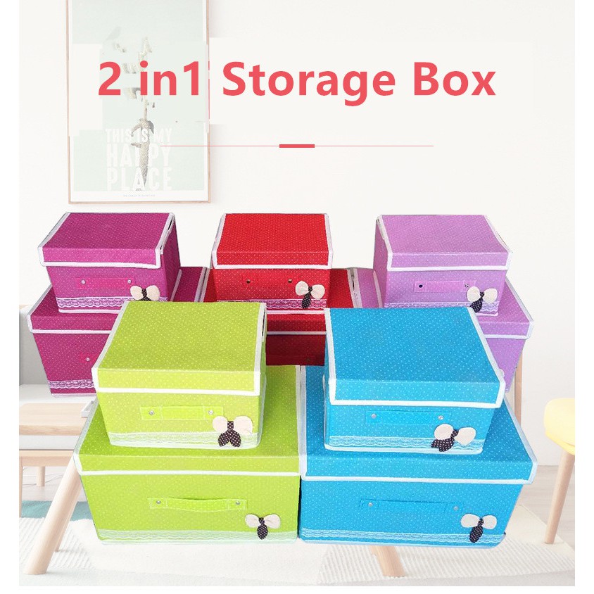 2in1 storage box Foldable Storage Box Organizer With Cover set(1pcs
