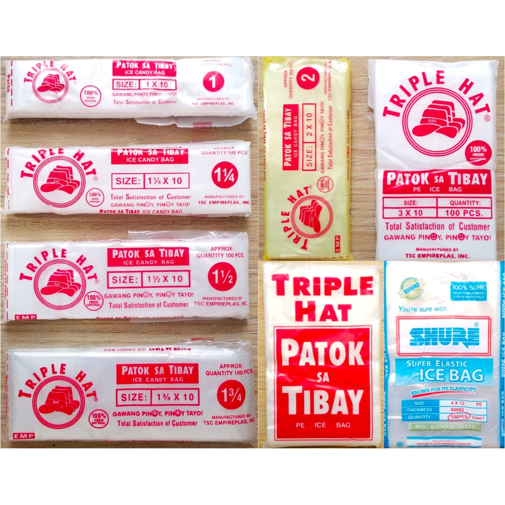 Plastic Ice Bag Ice Candy Sugar Bag Plastic Shure Triple Hat Patok