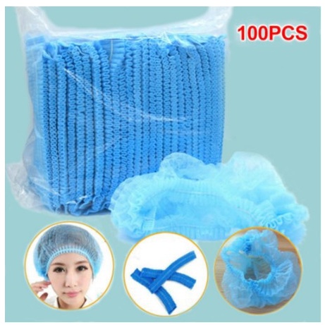 12pcs Disposable Hair Head Cover Cap Net Non Woven Cap Surgical Cap Universal Size Shower cap