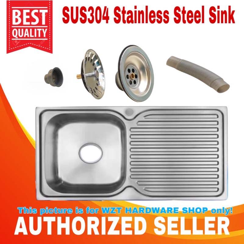 High Quality Stainless Steel SUS304 Reversible Kitchen Sink w/ drainer
