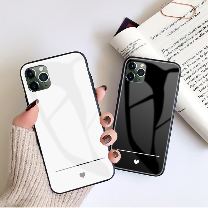 Iphone 11 Pro Max Case Xr Xs Cover Iphone X 8 7 6s 6 Plus For Iphone11promax Iphone11 Black White Cute Heart Tempered Glass Phone Cases Cover For Apple Iphone 11 Pro Max Shopee Philippines