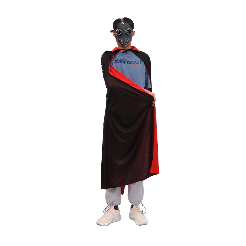 REVERSIBLE HOODED CAPE Holographic Black and Red  Halloween Festival Spandex Cloak