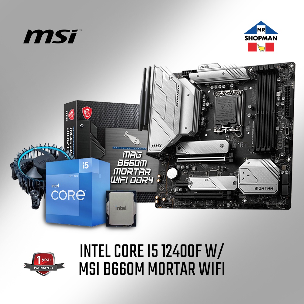 Intel Core i5 12400 / 12400F Processor w/ Msi B660M Mortar WIFI ...