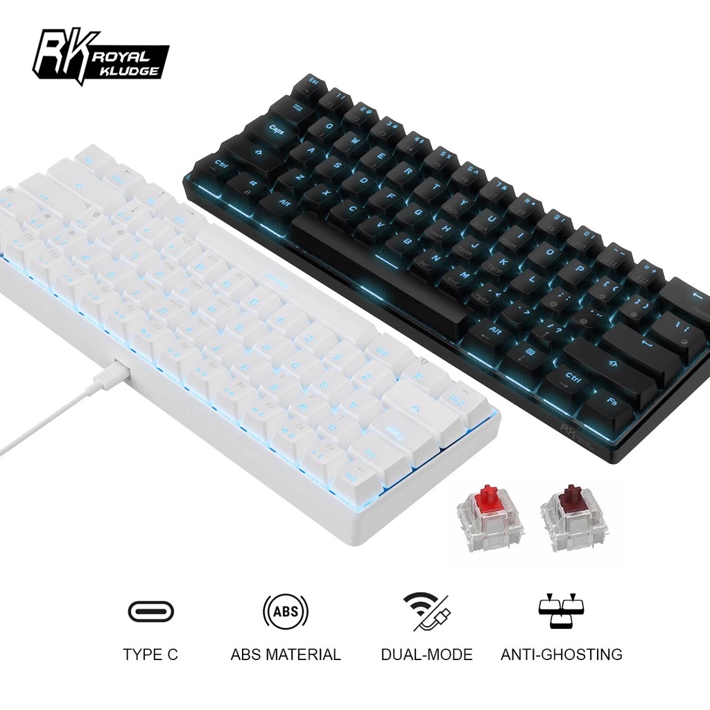 RK Royal Kludge RK61 60 DualMode Hot Swappable Wireless Mechanical Gaming Keyboard Shopee