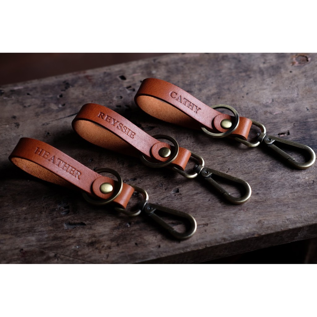 Personalized Long Leather Keychain With Split Ring And Small Doghook ...