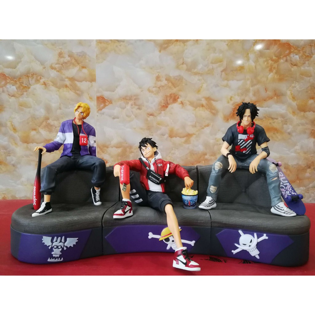 One Piece Three Brothers Trend Men S Group Ace Luffy Saab Sofa Gk Model Boxed Action Figures Shopee Philippines