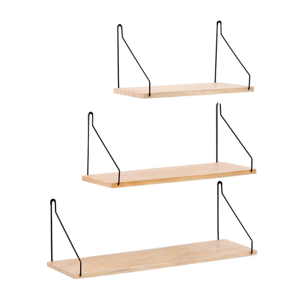 Details about   3PCS Floating Shelves Wall Mounted Wood Storage for Bathroom Living Room Bedroom 