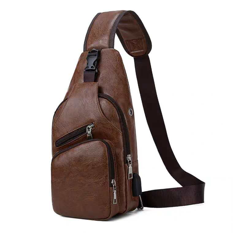 YouMi Men's Leather Chest Single Shoulder Cross Bag | Shopee Philippines