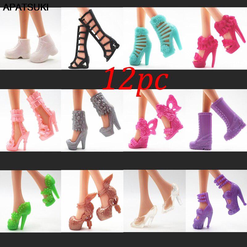 12pairs/set Fashion Doll Shoes Barbie Doll Shoes Sandals 1/6 Shoes ...