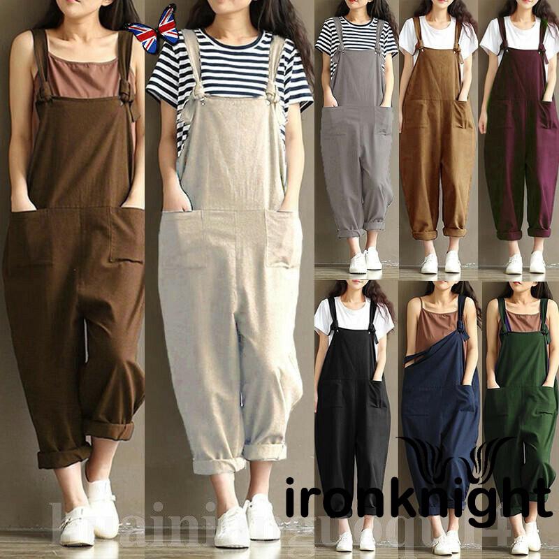 loose linen dungarees