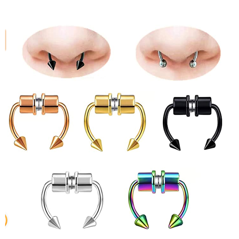 Septum Horseshoe Fake Nose Rings 316L Stainless Steel Faux