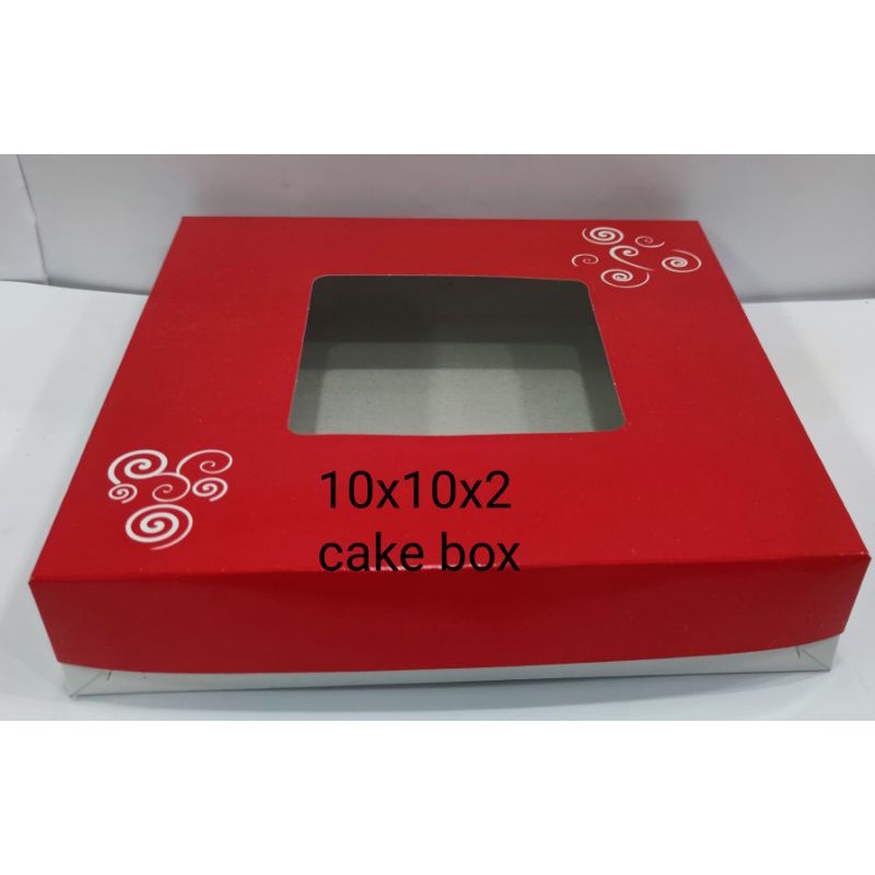 10"x10"2" cake box with window RED ( SOLD BY 10 PCS) Shopee Philippines