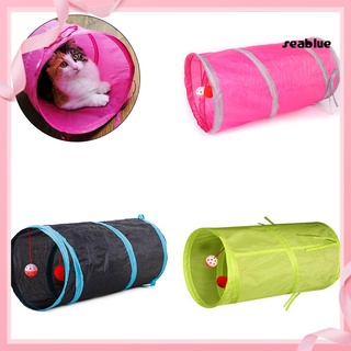 seablue Funny Pet Cat Kitten 2 Holes Tunnel Collapsible Ball Tube Play Training Toy