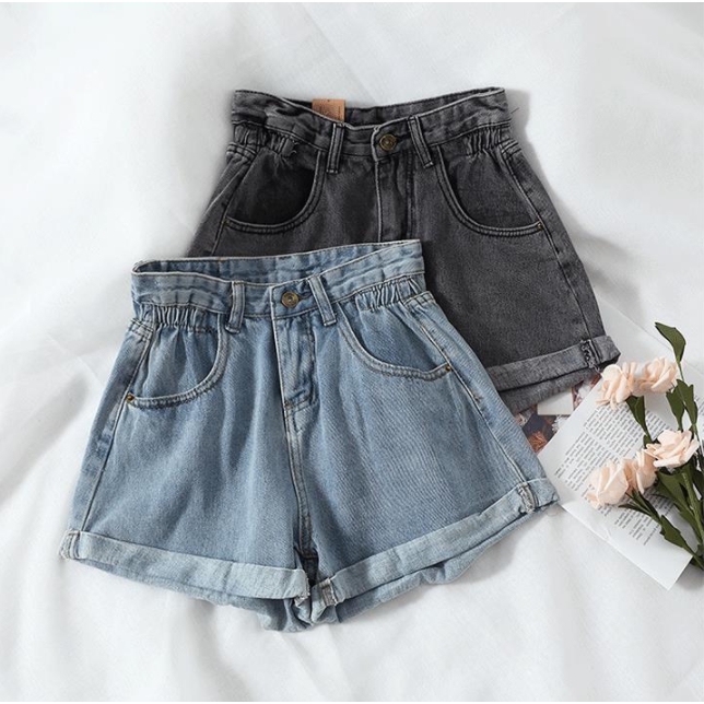 grey denim short