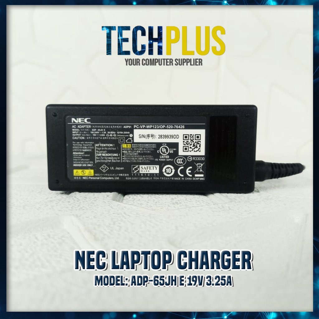 Nec Laptop Charger Model Adp 65jh E 19v 3 25a Shopee Philippines