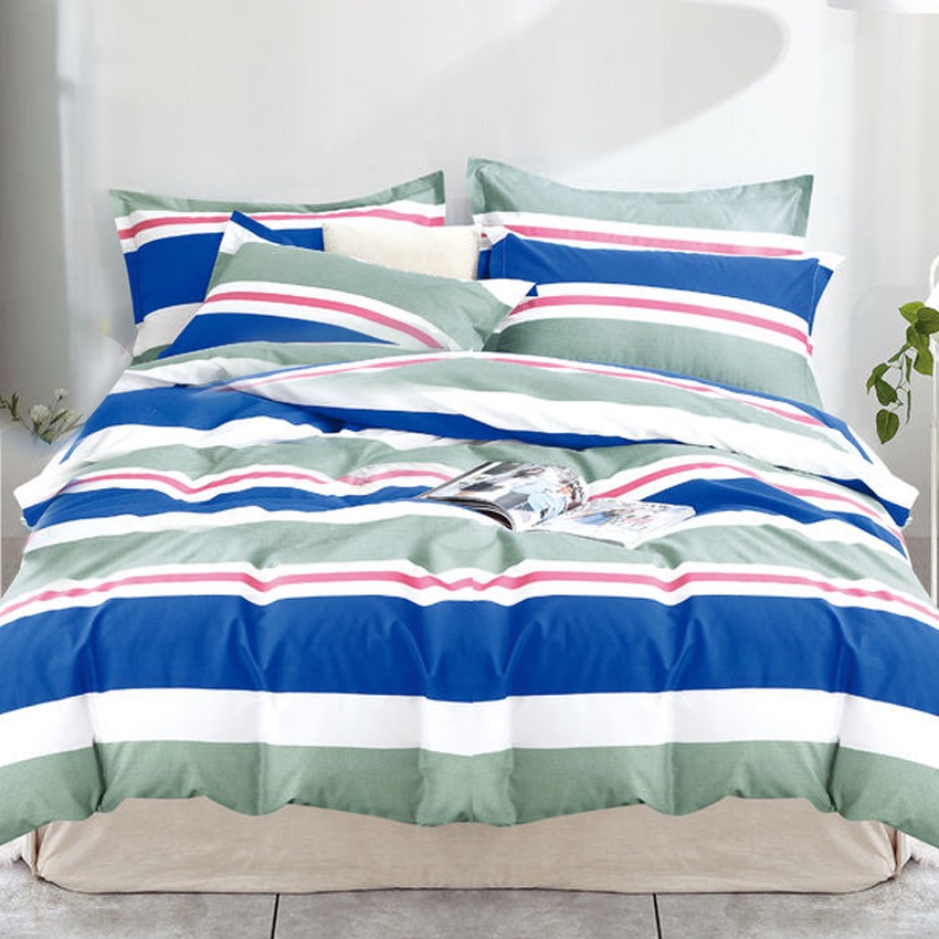 SLEEPWELL MNL 3 in 1 Bedsheet Printed Stripes Multicolor Bedding Set (2  Pillow Cases & 1 Bed Sheet) | Shopee Philippines